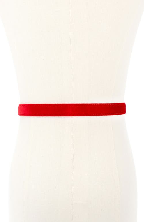 Kurt Geiger London Crystal Embellished Bow Velvet Belt In Red