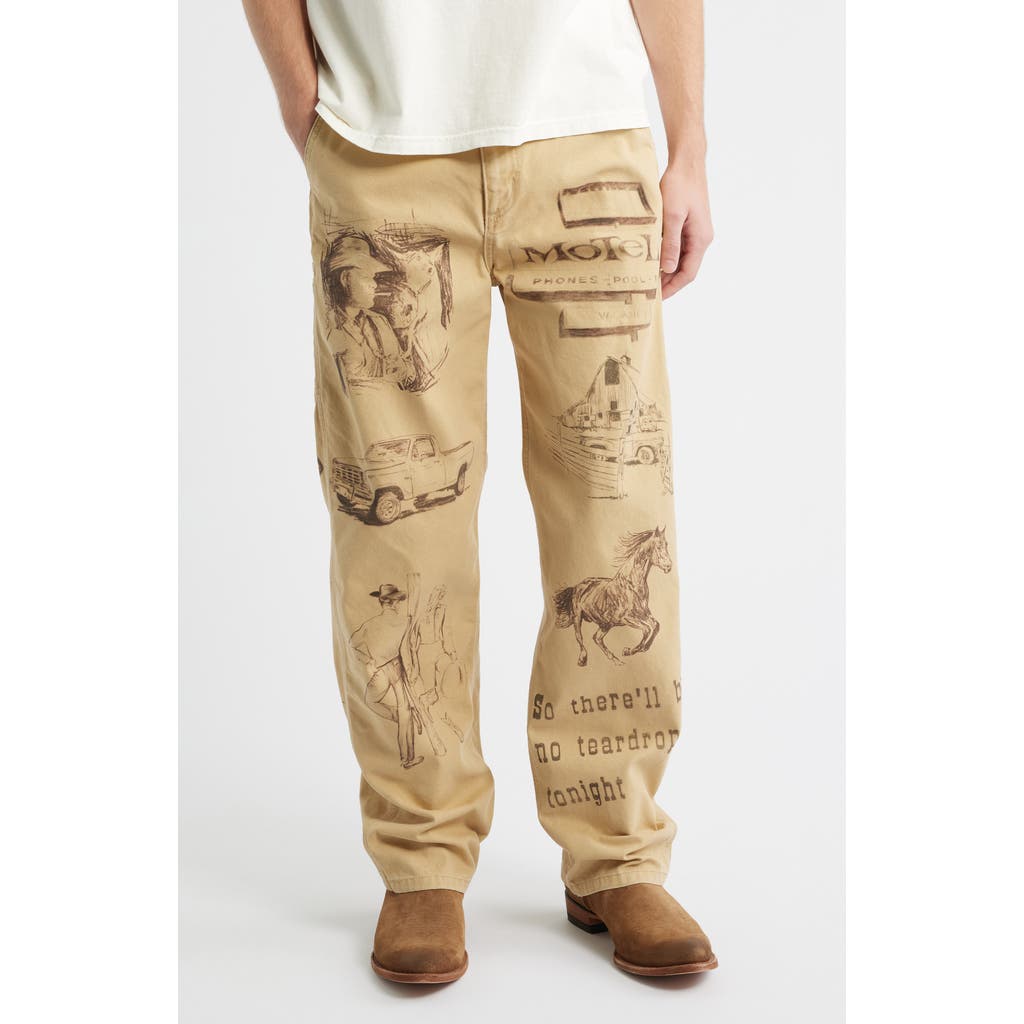 ONE OF THESE DAYS Cotton Graphic Painter Pants in Tan  product
