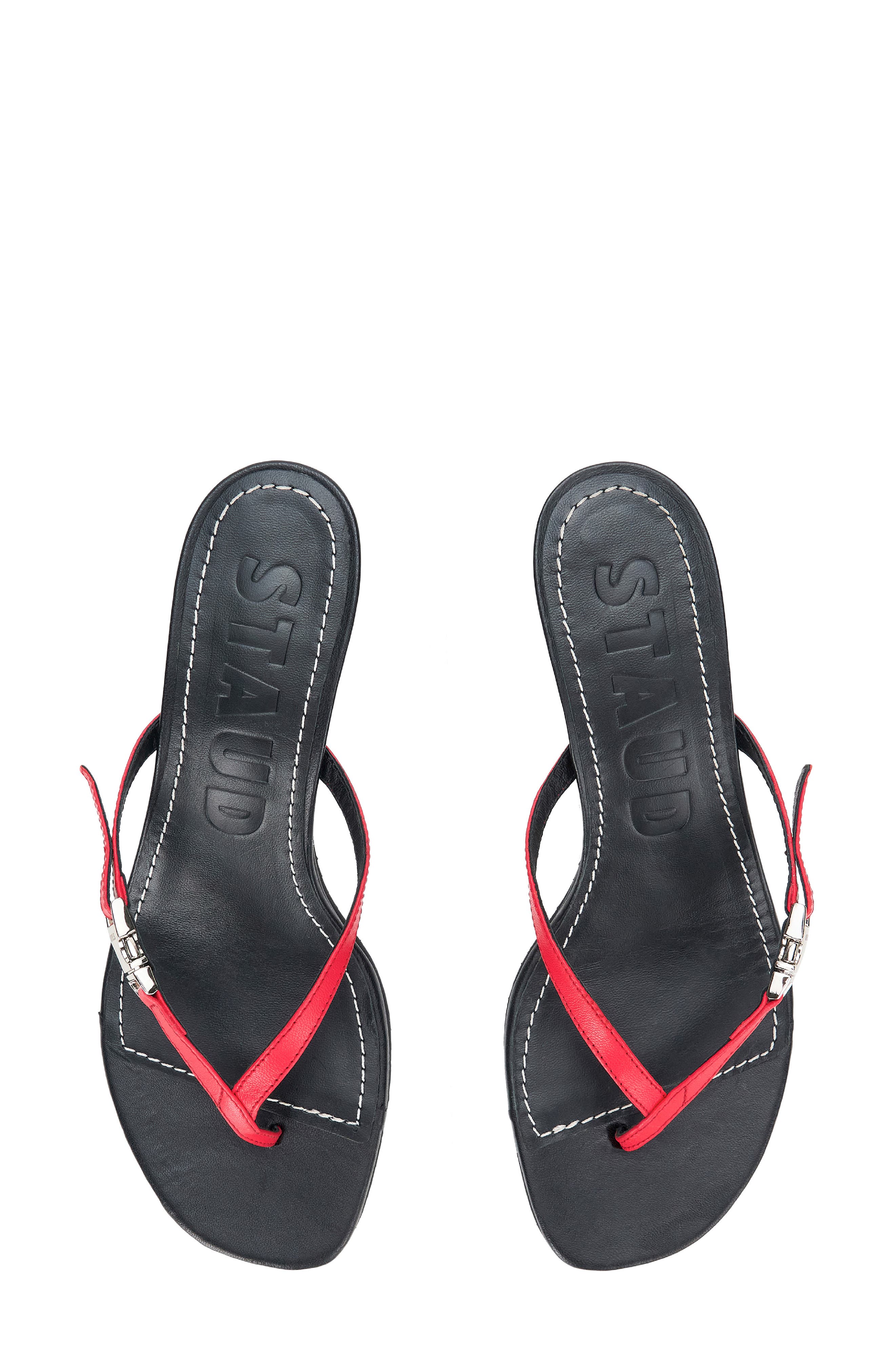 STAUD Flynn Kitten Heel Flip Flop, Alternate, color, Black Red Rose