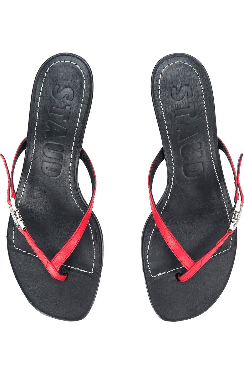 STAUD Flynn Kitten Heel Flip Flop, Alternate, color, Black Red Rose