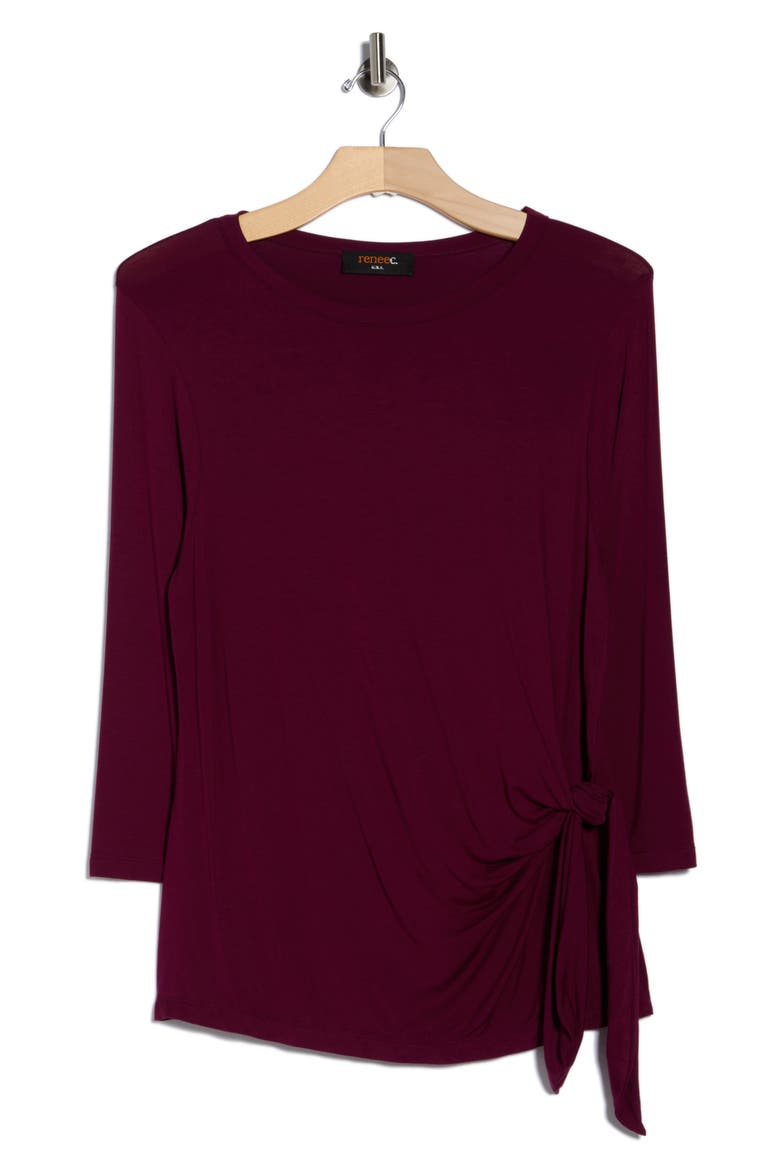 Side Knot Top, Alternate, color, BURGUNDY