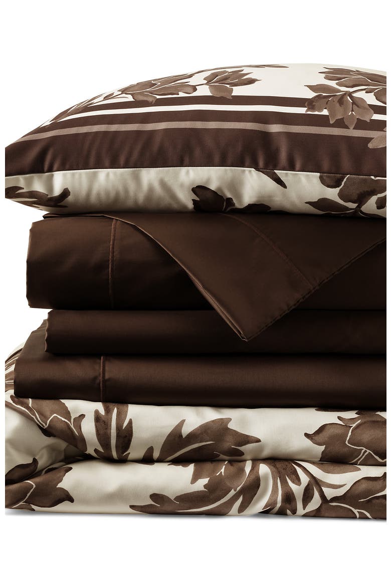 700 Thread Count Luxe Sateen Egyptian Cotton No Iron Bed Pillow Sham, Main, color, Dark Walnut Elegant Floral