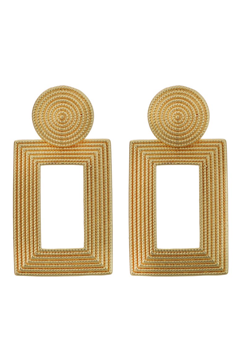 Textured Rectangle Drop Earrings, Main, color, GOLD