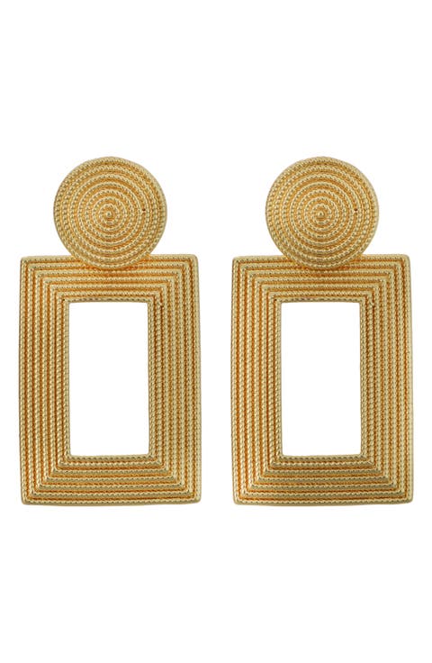 Textured Rectangle Drop Earrings