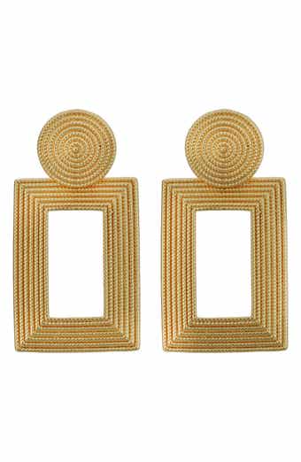 Textured Rectangle Drop Earrings