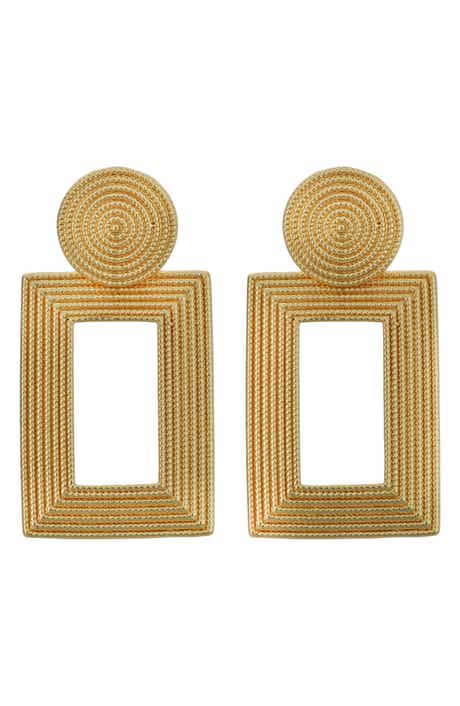 Textured Rectangle Drop Earrings