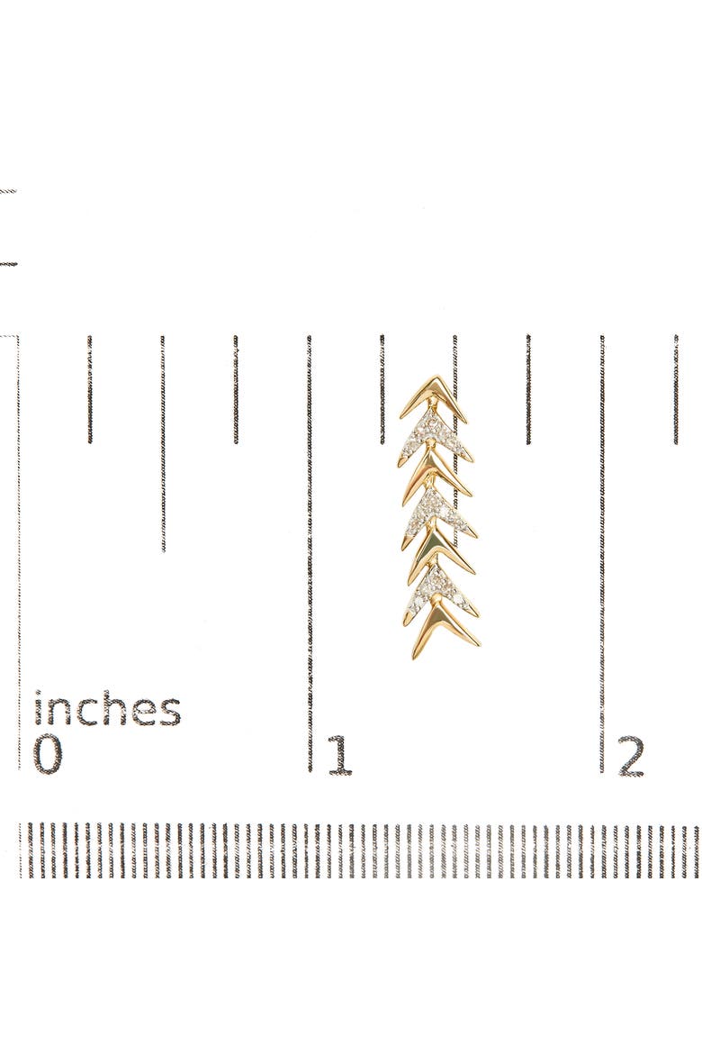 18K Yellow Gold Plated Silver 1/5 Ct Diamond Chevron Arrow Stud Earring, Alternate, color, Yellow