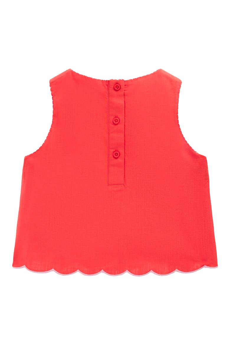 Kids' Woven Floral Embroidered Scallop Trim Top, Alternate, color, SPICY RED NEON EMBROIDERY