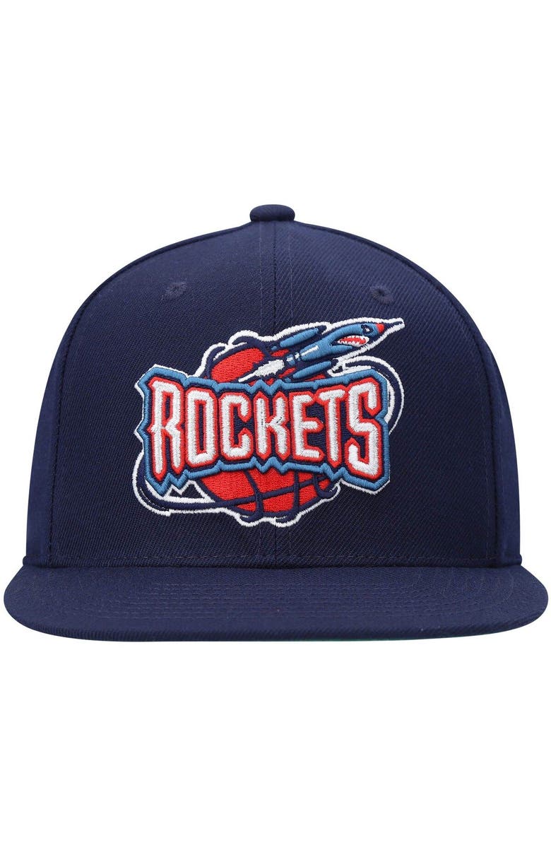 Mitchell & Ness Men's Mitchell & Ness Navy Houston Rockets Hardwood Classics Team Ground 2.0 Snapback Hat, Alternate, color,