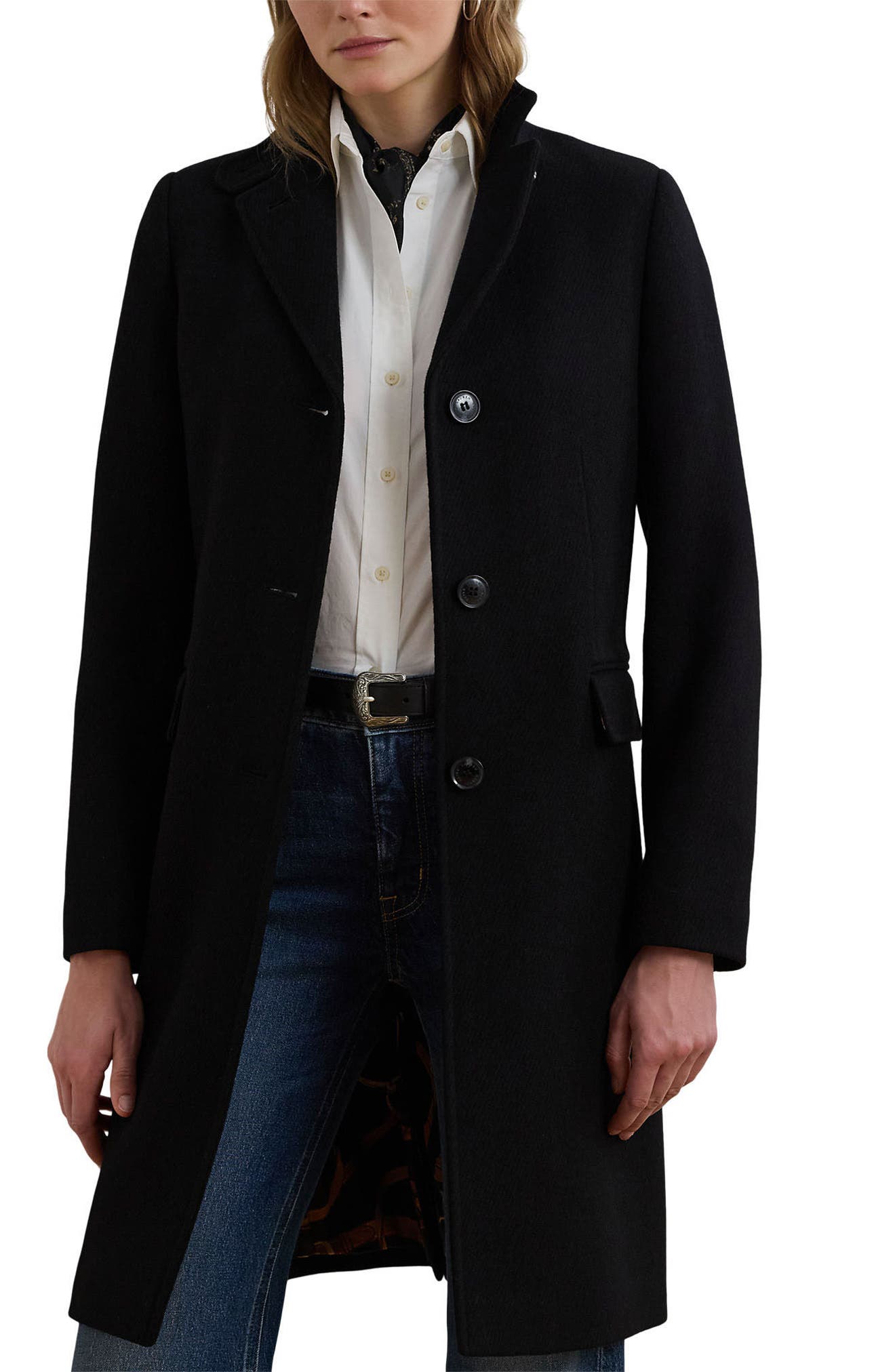 Женские куртки Lauren Ralph Lauren Longline Wool Blend Twill Coat — фото 3