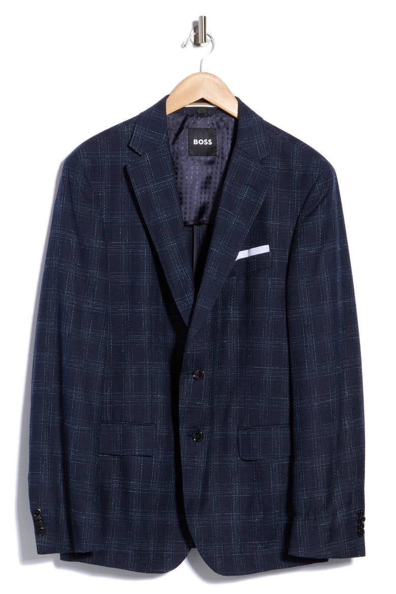 Hutson Plaid Sport Coat, Main, color, DARK BLUE
