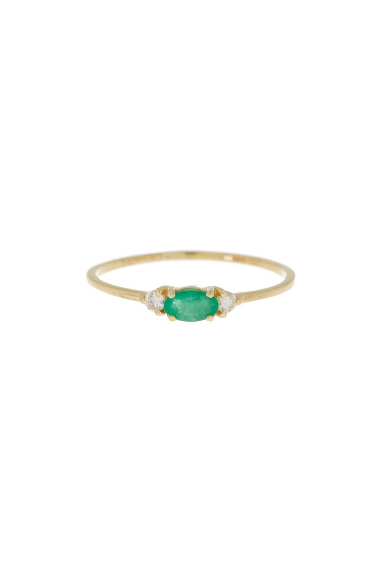 El Mar Emerald & Diamond Stackable Ring - 0.06ct. (Nordstrom Exclusive), Alternate, color, 18K YELLOW GOLD