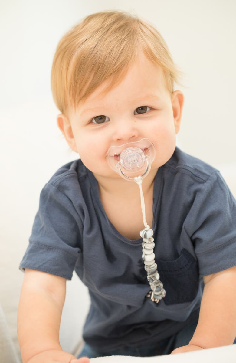 Bella Tunno Silicone Bead Pacifier Clip, Alternate, color, Black Marble