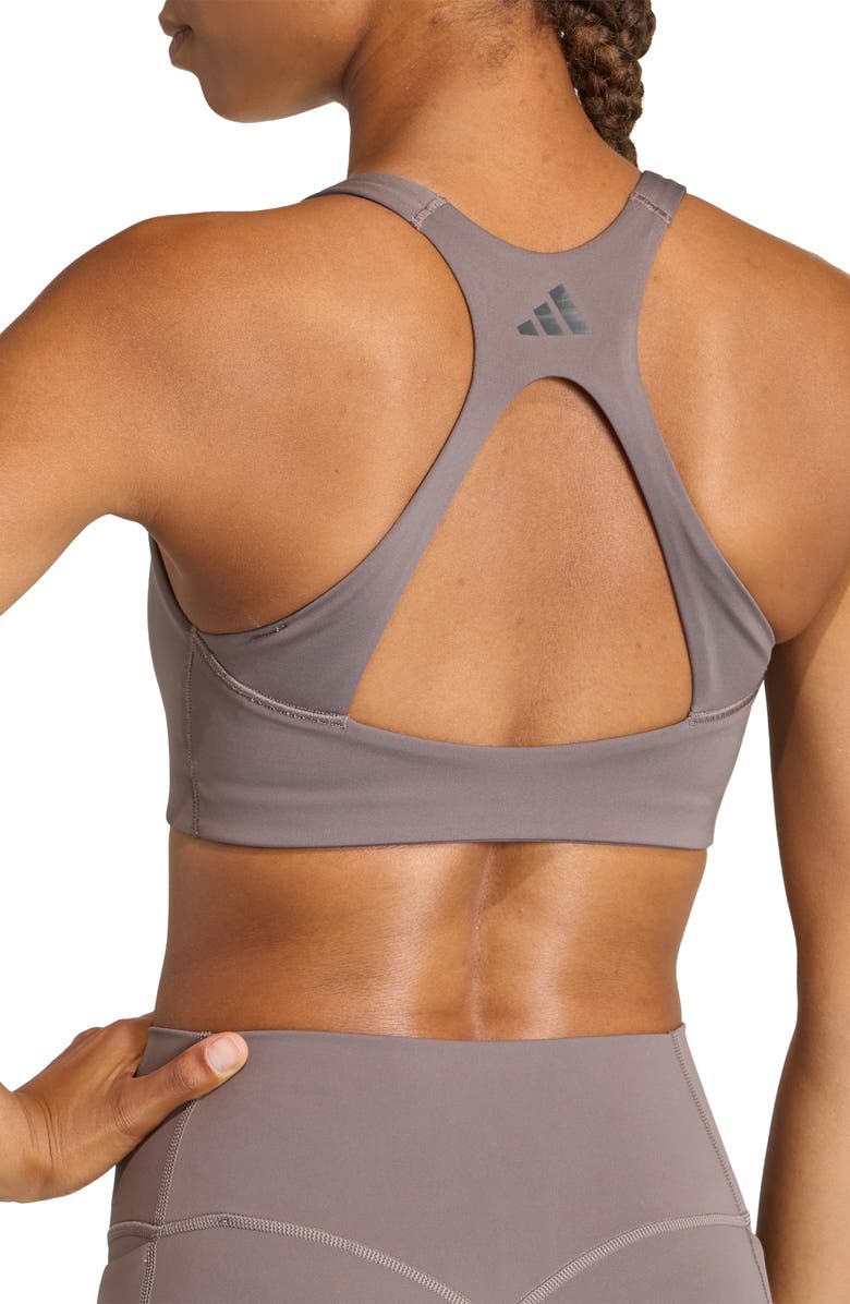 adidas Opt 3-Stripes Low Impact Sports Bra, Alternate, color, Charcoal/ Black