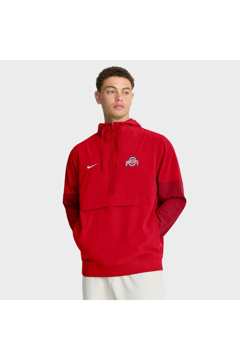 Men's Nike Scarlet Ohio State Buckeyes Anorak Half-Zip Hoodie Jacket, Alternate, color, Scarlet