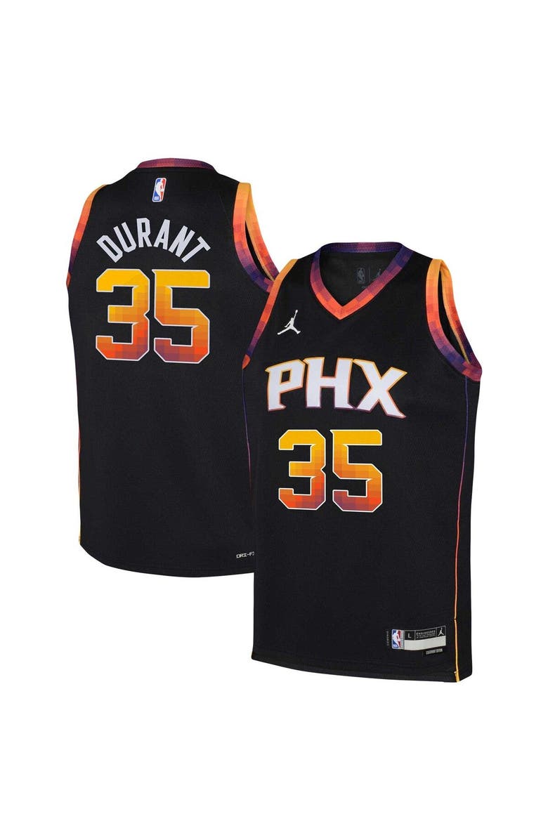 Jordan Brand Youth Jordan Brand Kevin Durant Black Phoenix Suns 2022/23 Swingman Jersey - Statement Edition, Main, color, 