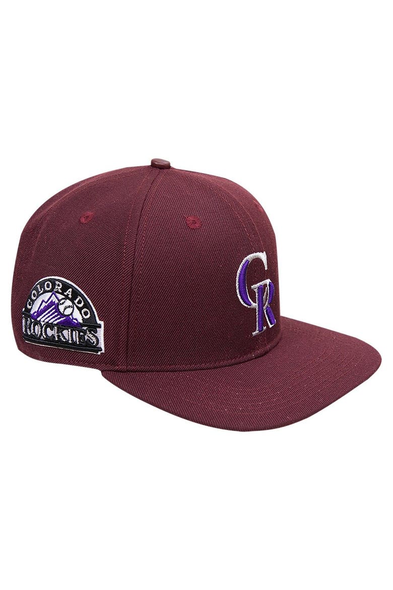 Men's Pro Standard Burgundy Colorado Rockies Wine Snapback Hat, Main, color, Burgundy