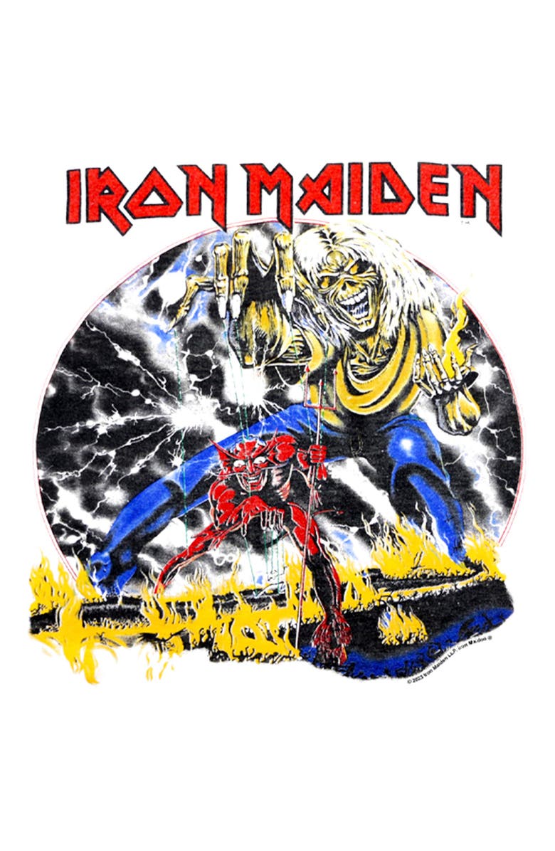 Iron Maiden Men's Iron Maiden Retro the Number of the Beast  Graphic T-Shirt, Alternate, color, White
