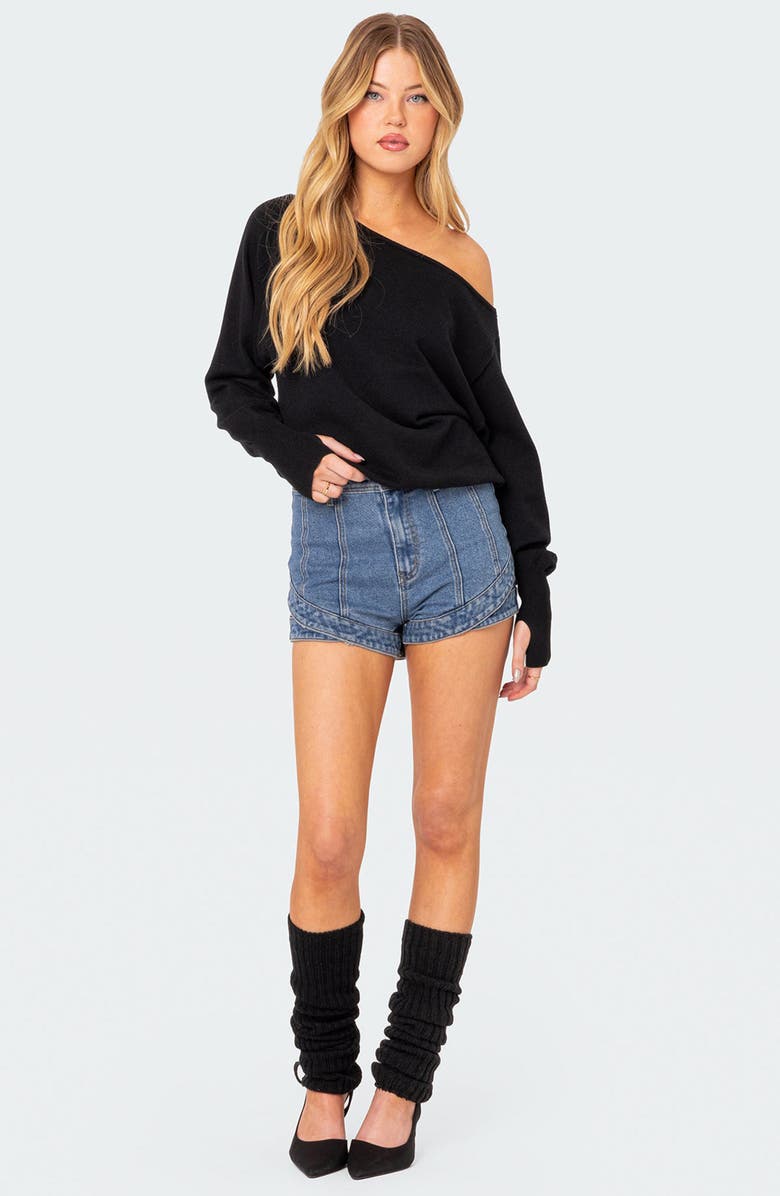 EDIKTED Oversize Off the Shoulder Sweater, Alternate, color, Black