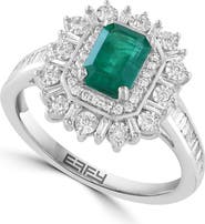 EFFY 14K White Gold Emerald Crown Diamond Ring