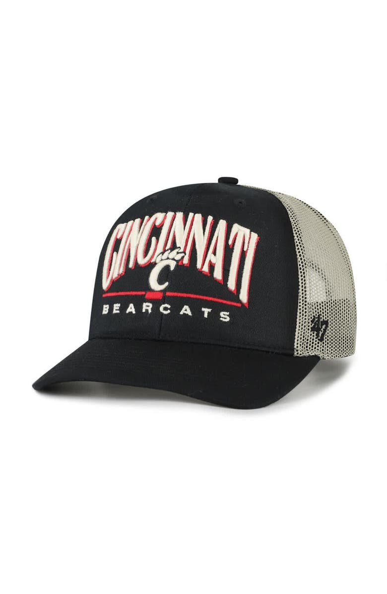 '47 Men's '47 Black Cincinnati Bearcats Arid Adjustable Trucker Hat, Main, color, Black