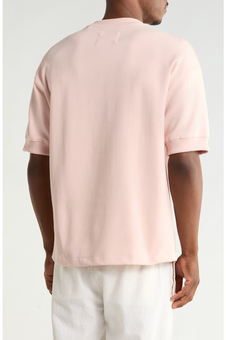 Textured Microstripe Cotton Blend T-Shirt, Alternate, color, CORAL