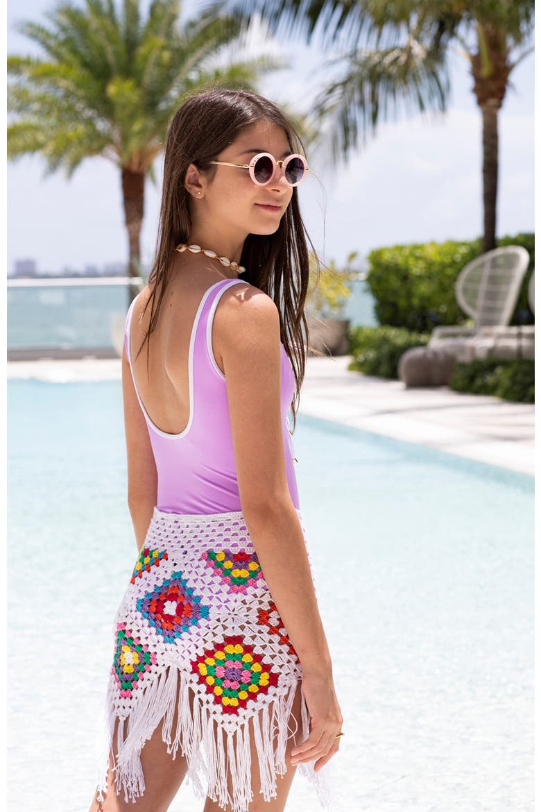Kids' Colorful Shapes Hand-Crochet Skirt-Cover Up, Alternate, color, White