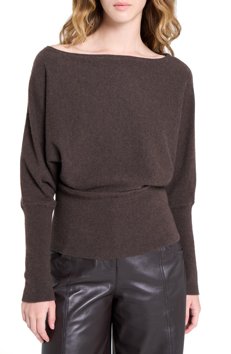 TWP Off the Shoulder Cashmere Sweater, Main, color, Peat