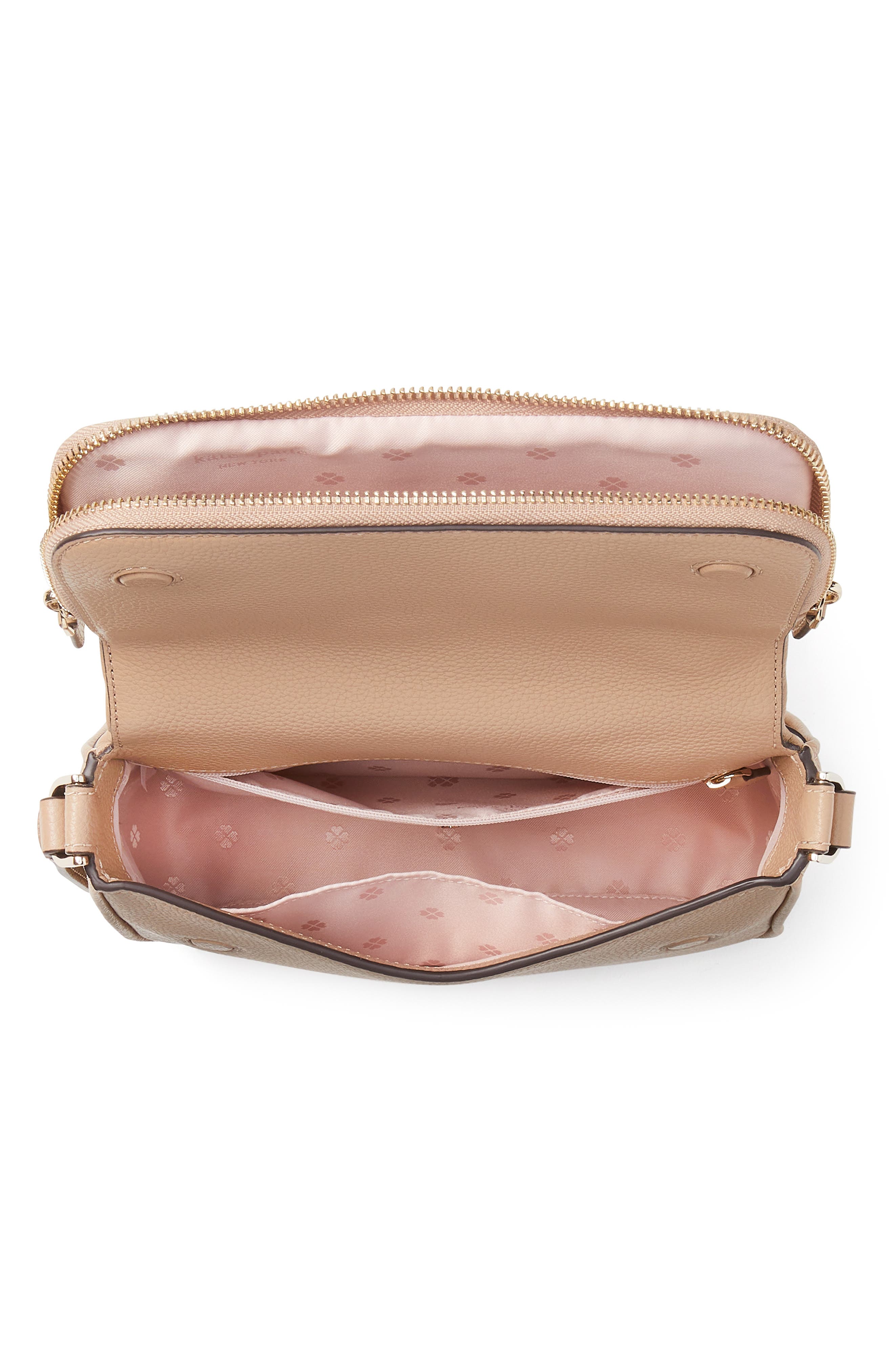 run around pebbled leather crossbody bag, Alternate, color, RAW PECAN