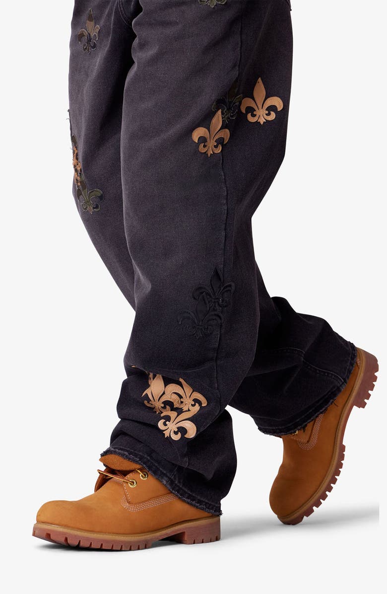 mnml Embroidered Fleurs de Lis Ultra Baggy Jeans, Alternate, color, 