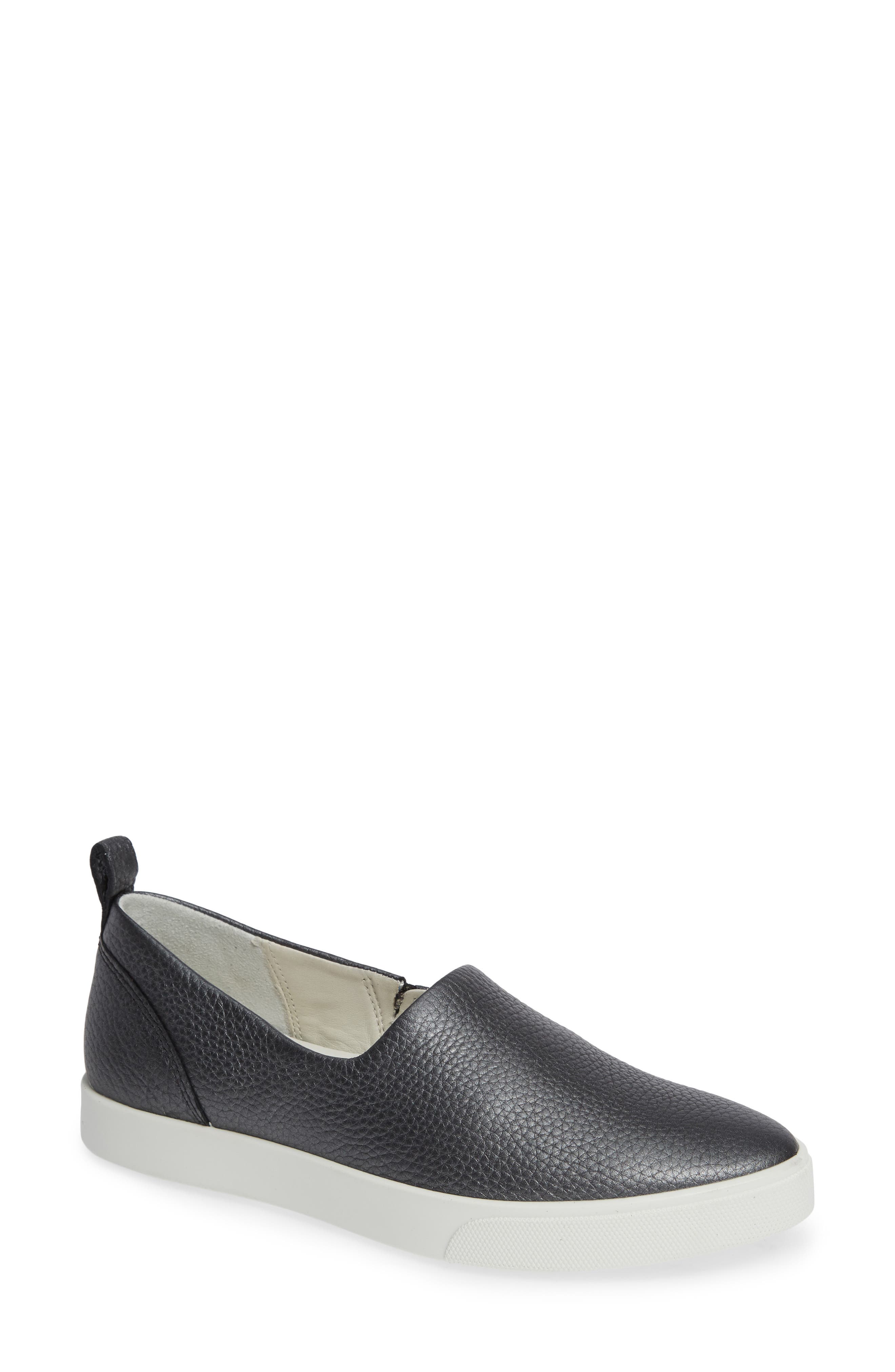 Gillian Slip-On Sneaker, Main, color, BLACK/ DARK SILVER LEATHER