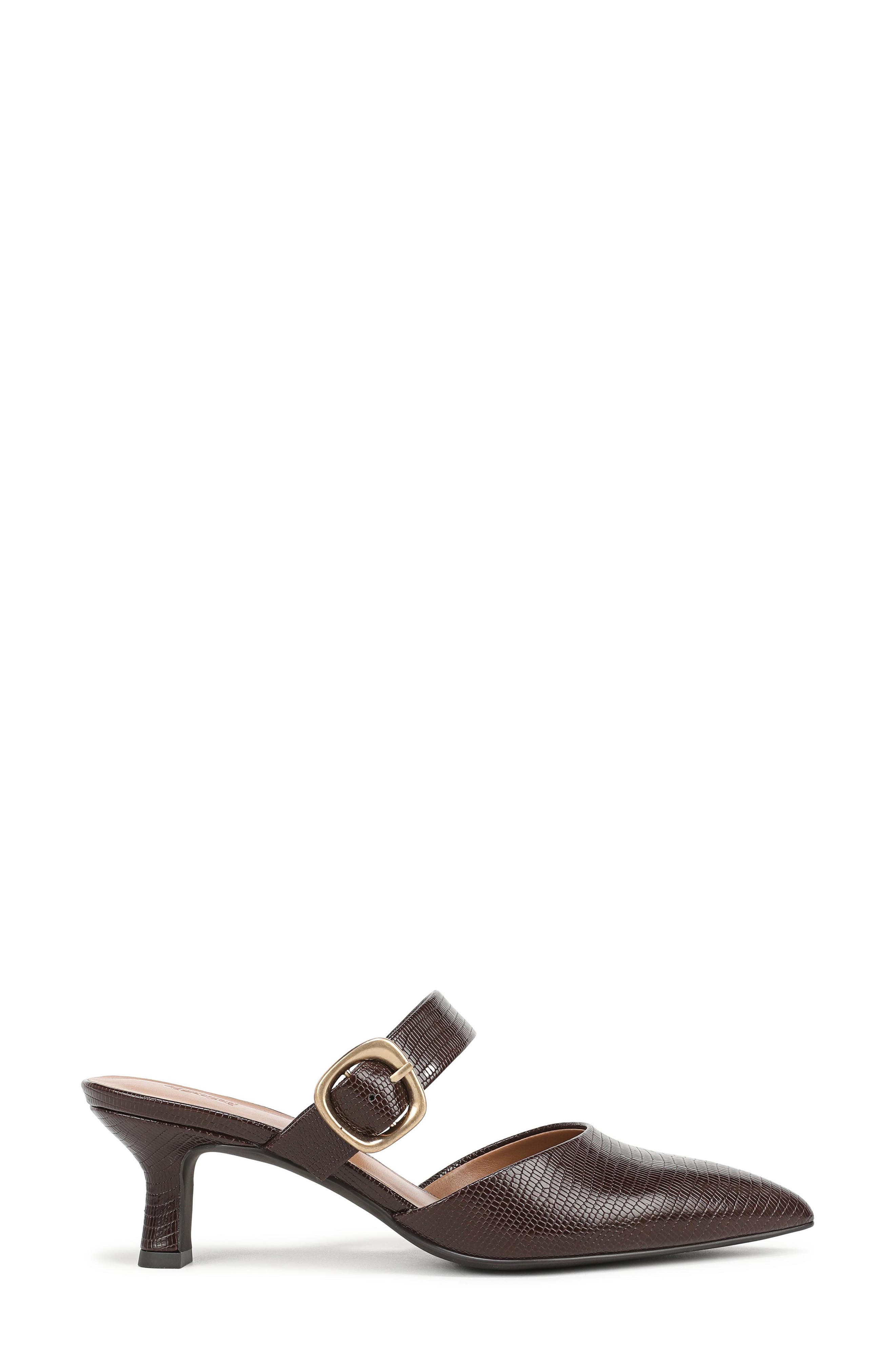 Gianna Faux Leather Embossed Mule, Alternate, color, BROWN DARK CHOCOLATE