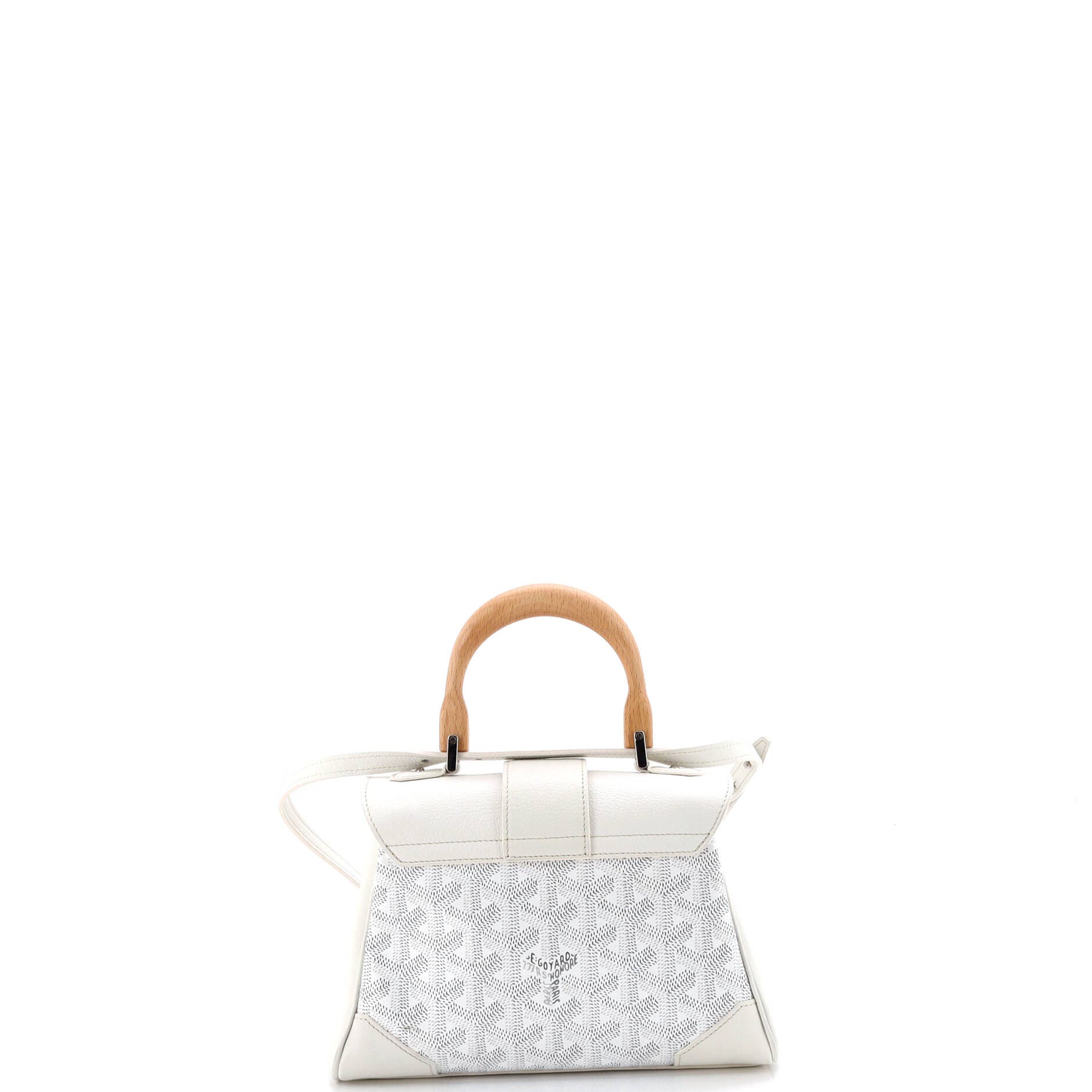 Pre-Owned Goyard Saigon Top Handle Bag Coated Canvas with Leather Mini, Alternate, color, White