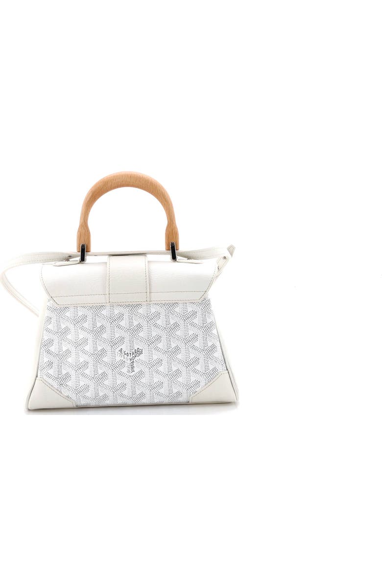 Pre-Owned Goyard Saigon Top Handle Bag Coated Canvas with Leather Mini, Alternate, color, White