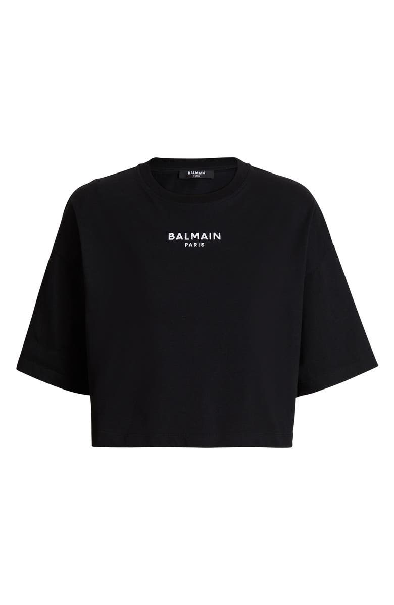 Balmain Embroidered Balmain Paris T-shirt, Alternate, color, Black