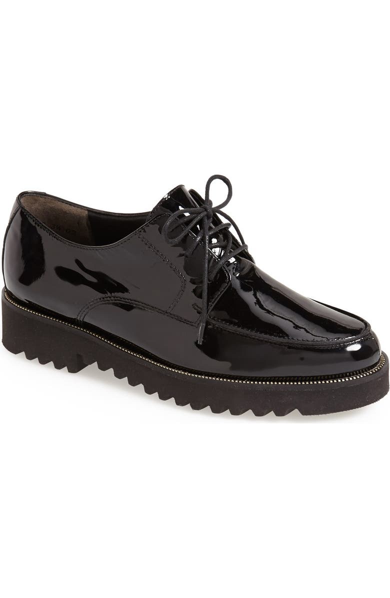 Paul Green 'Alec' Patent Leather Lace Up Flat, Main, color,