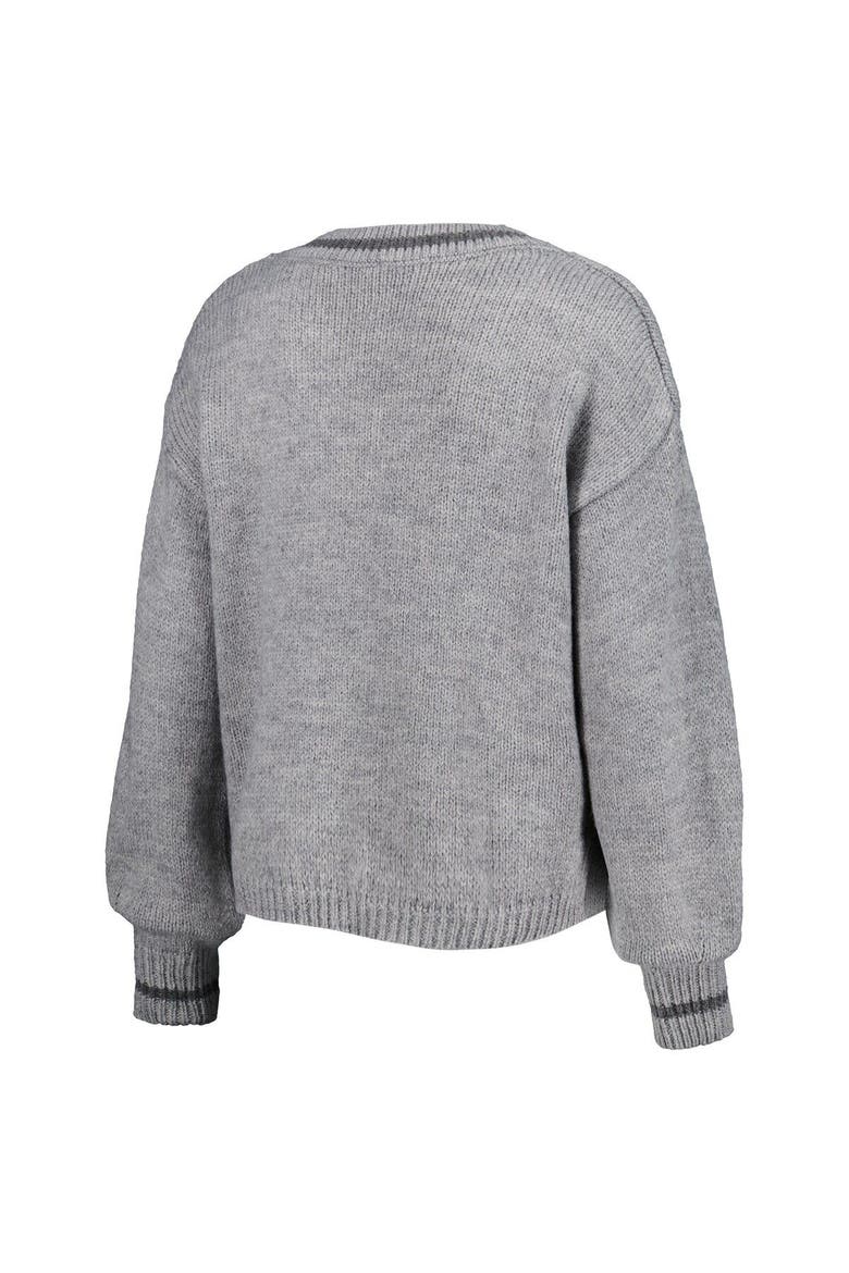 Women's Lusso Gray Los Angeles Lakers Scarletts Lantern Sleeve Tri-Blend V-Neck Pullover Sweater, Alternate, color, Gray