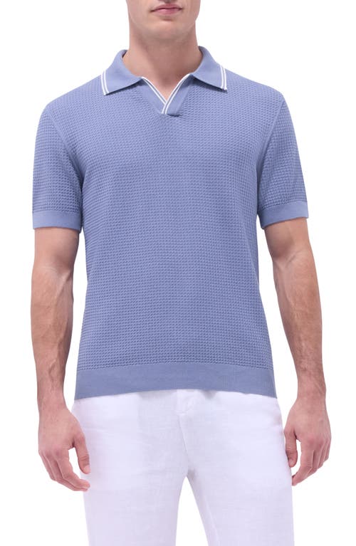 Bugatchi Tipped Johnny Collar Short Sleeve Sweater In Steel