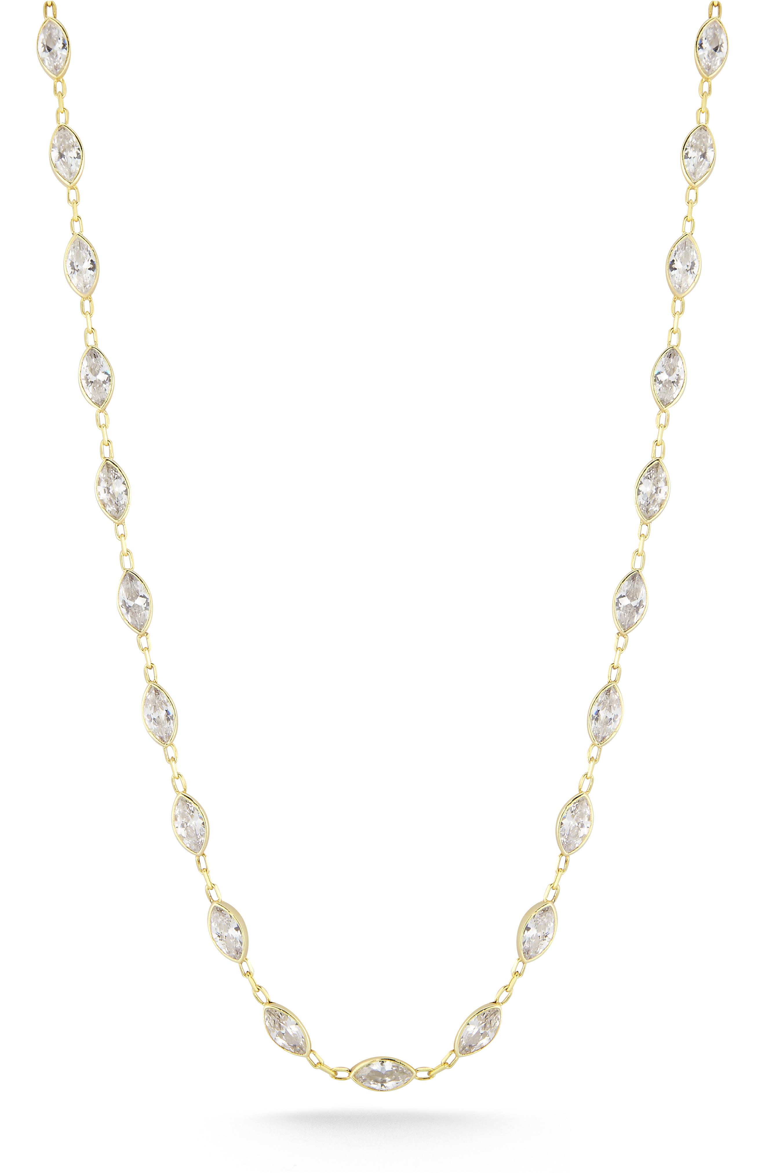 GLAZE JEWELRY 14K Gold Plated Silver Marquise Cubic Zirconia Necklace