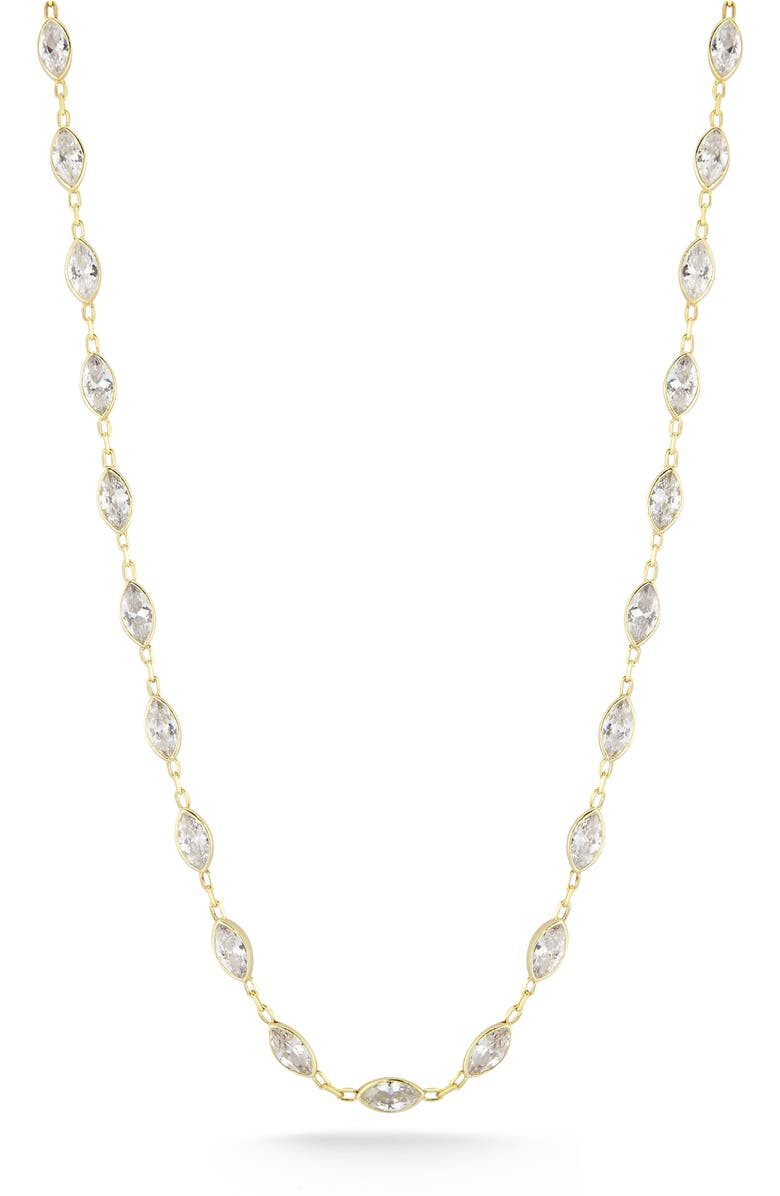 GLAZE JEWELRY 14K Gold Plated Silver Marquise Cubic Zirconia Necklace, Main, color, Gold