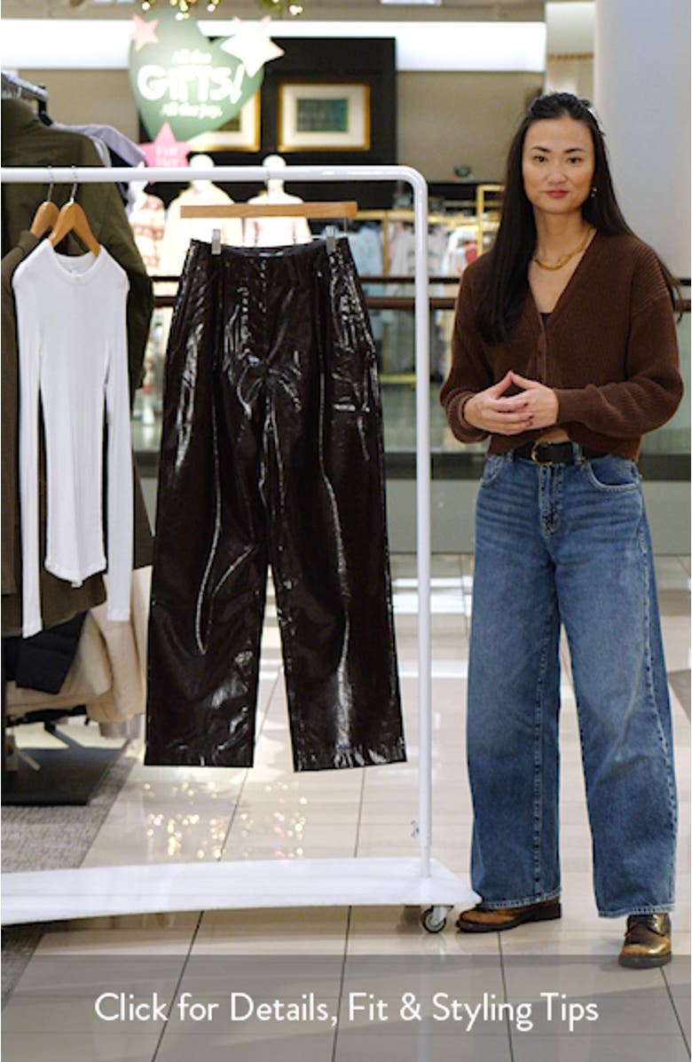 Pleat Front Straight Leg Faux Leather Pants, sales video thumbnail