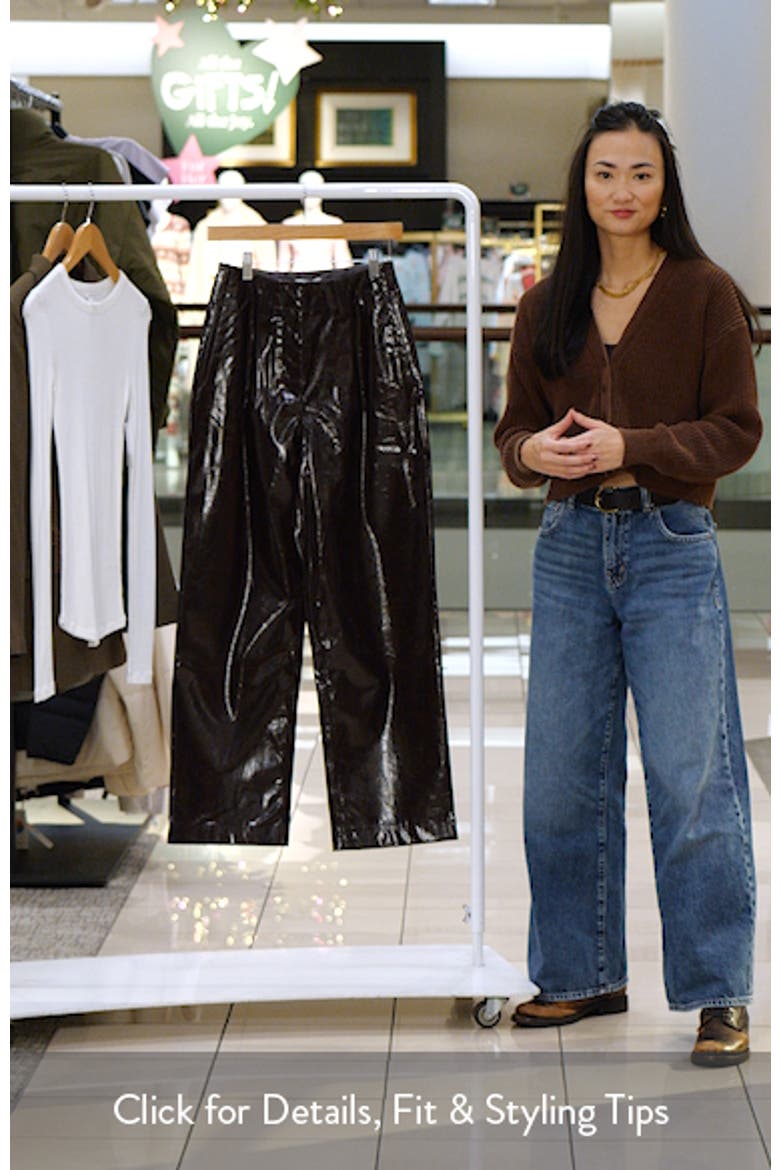 Pleat Front Straight Leg Faux Leather Pants video