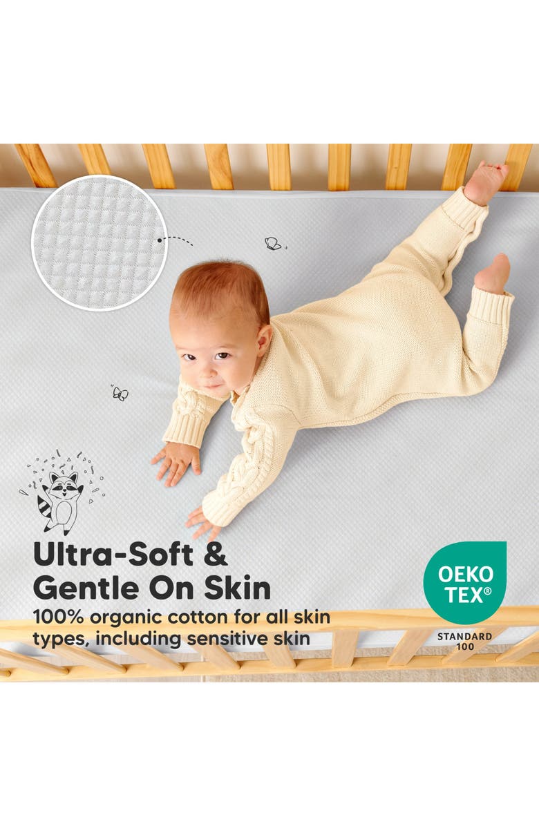 KeaBabies 2-Pack Quin Protect+ Waterproof Crib Mattress Protector, Alternate, color, Pearl Gray