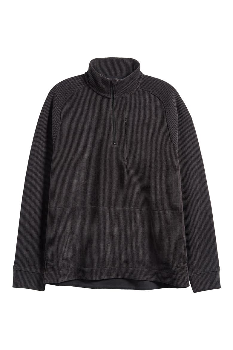 Ridge Brushed Fleece Quarter Zip Pullover, Alternate, color, BLACK