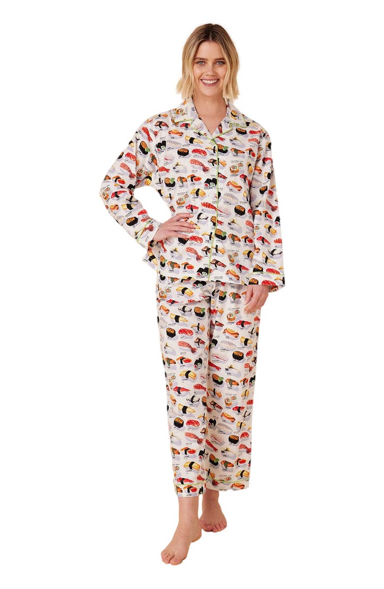 The Cat's Pajamas Poplin Pajama Set, Main, color, Sushi White