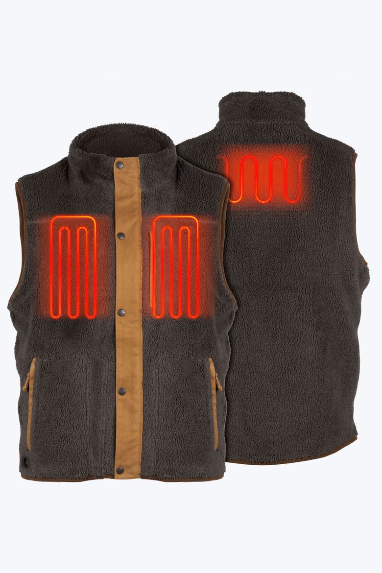 Ranch Heated High-Pile Fleece Vest, Alternate, color, Tan
