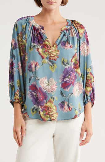 ELIE ELIE TAHARI Floral Balloon Sleeve Top