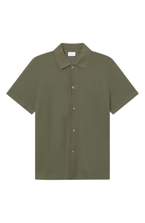 Les Deux Axel Pointelle Short Sleeve Organic Cotton Button-up Shirt