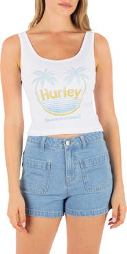 Hurley Memories Graphic Scoop Neck Crop Tank