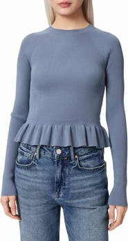 AllSaints Jas Rib Knit Peplum Sweater